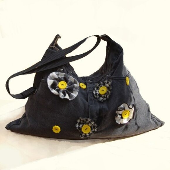 Upcycled jeans bag, oversized bag - Picture 1 of 4